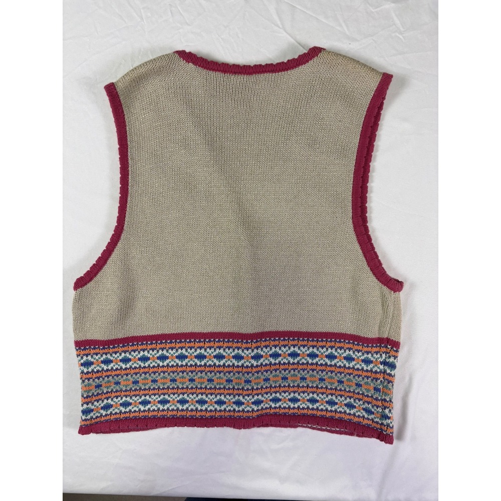 Vintage Lizwear Floral Embroidered Sweater Vest M Cottagecore Grandma Country - Picture 6 of 6